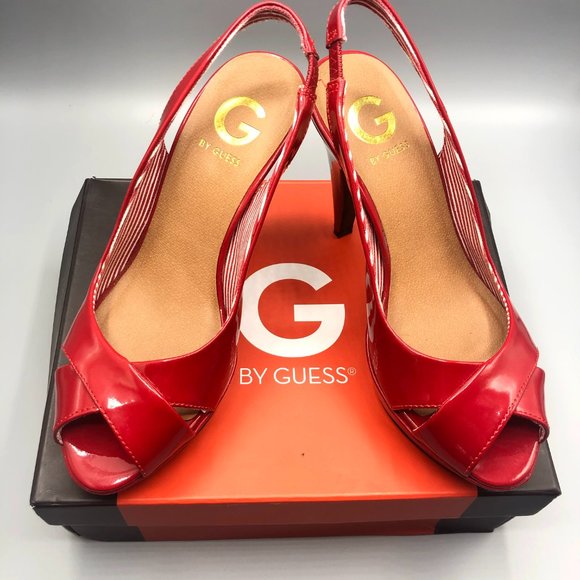 G by Guess Missie Red Leather Heels Size 7M - Picture 15 of 15